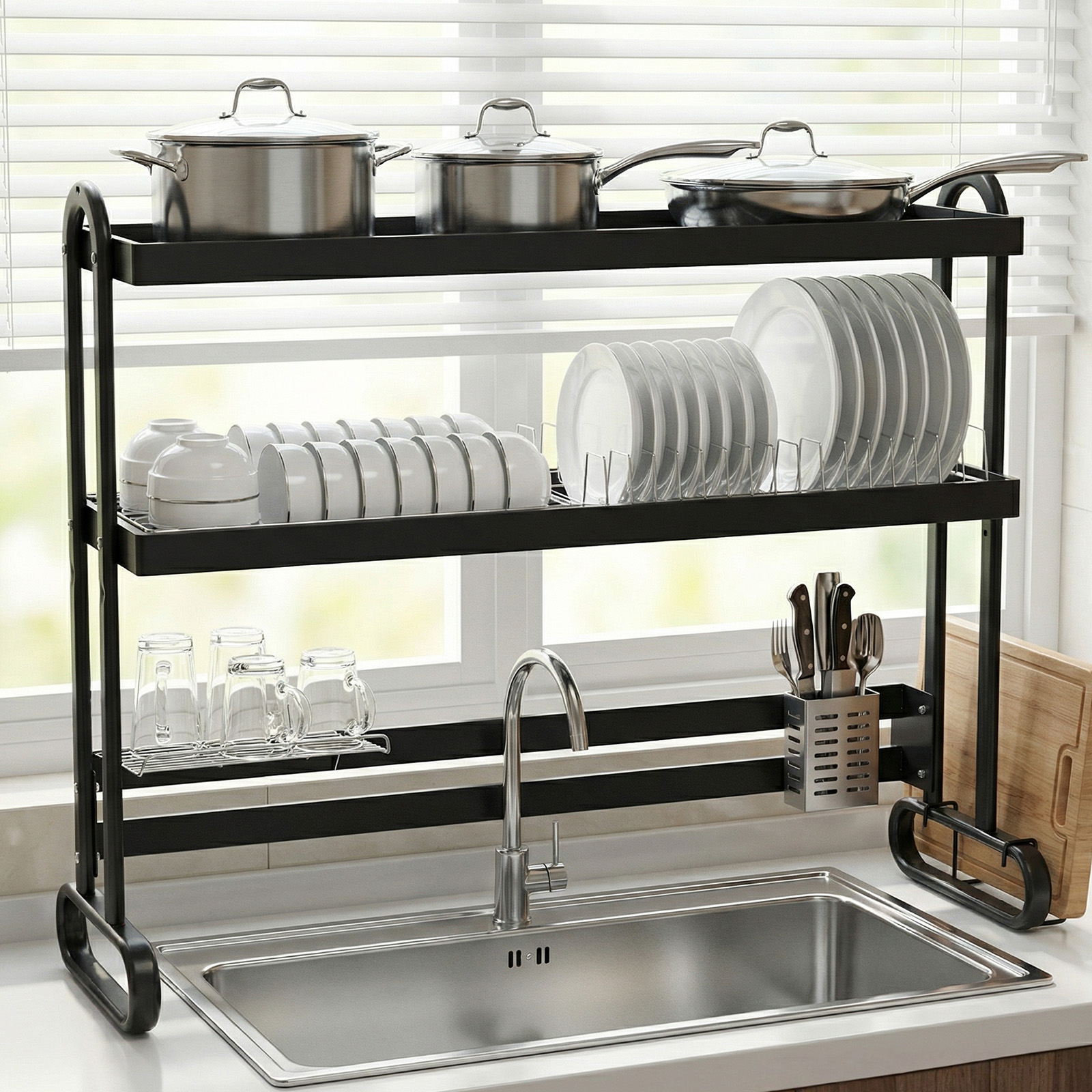 Sink Drain Strainer - Over Sink Dish Drying Rack with