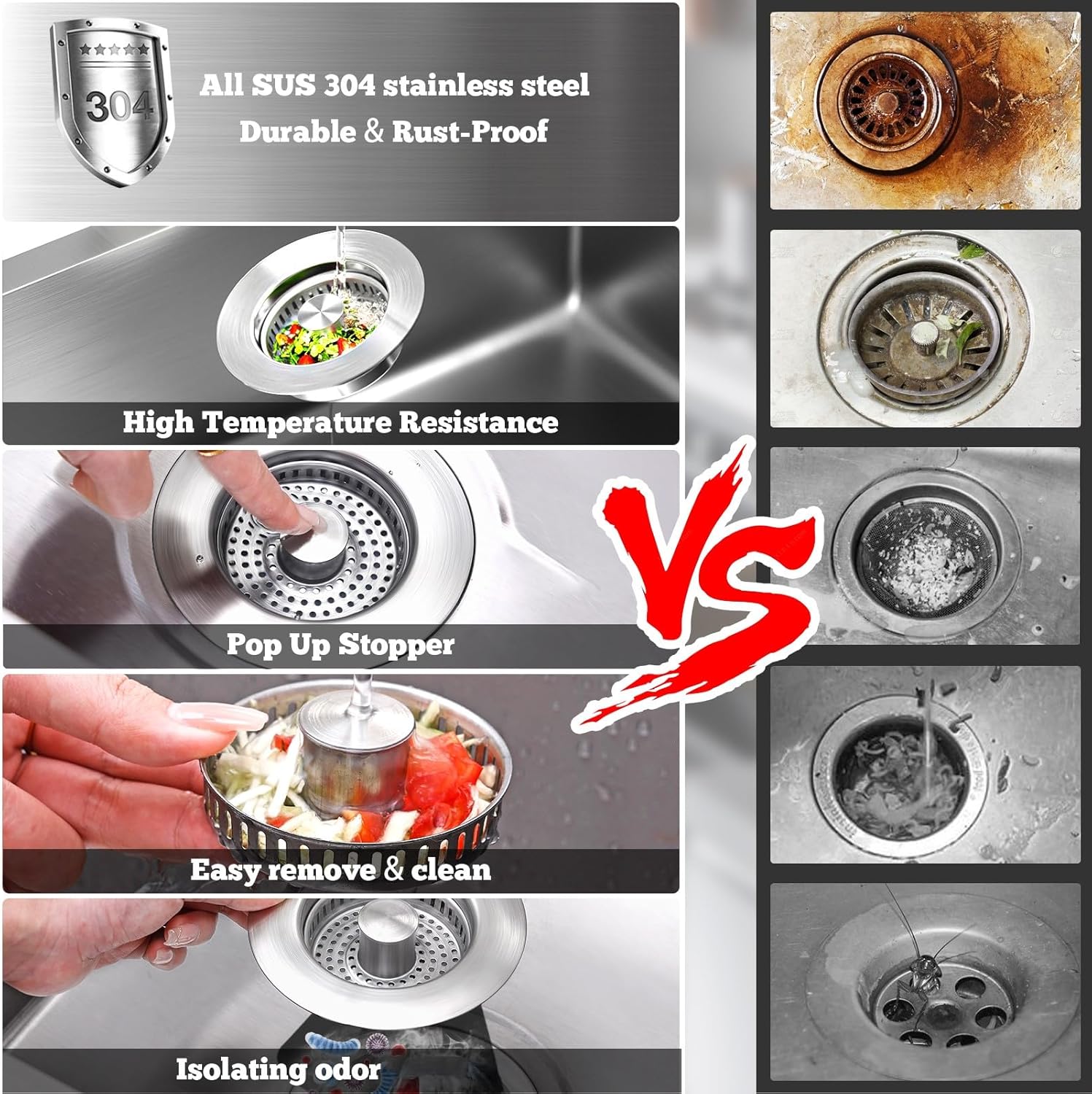 Upgraded 3 in 1 Kitchen Sink D – Sink Drain Strainer recenzja i cena